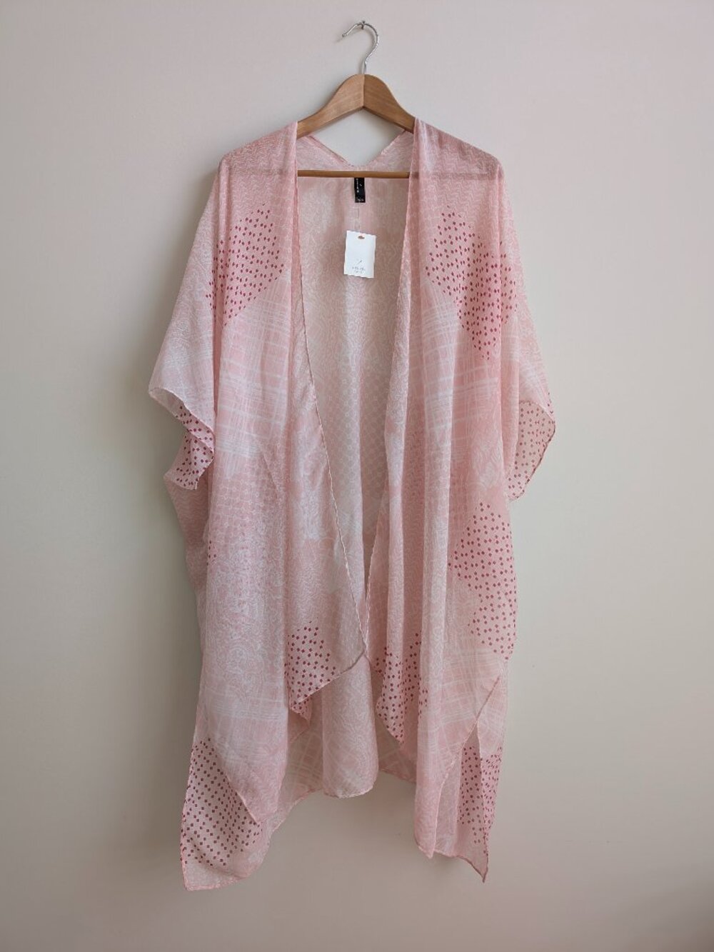 4/$20 NWT Denver Hayes pale pink sheer coverup kaftan One Size
